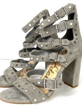 Sam Edelman Gray Suede Studded Block Heels